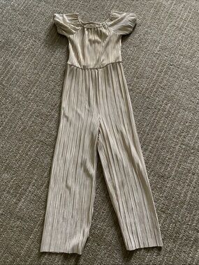 Kohl's Cream Pleated Off-Shoulder Jumpsuit